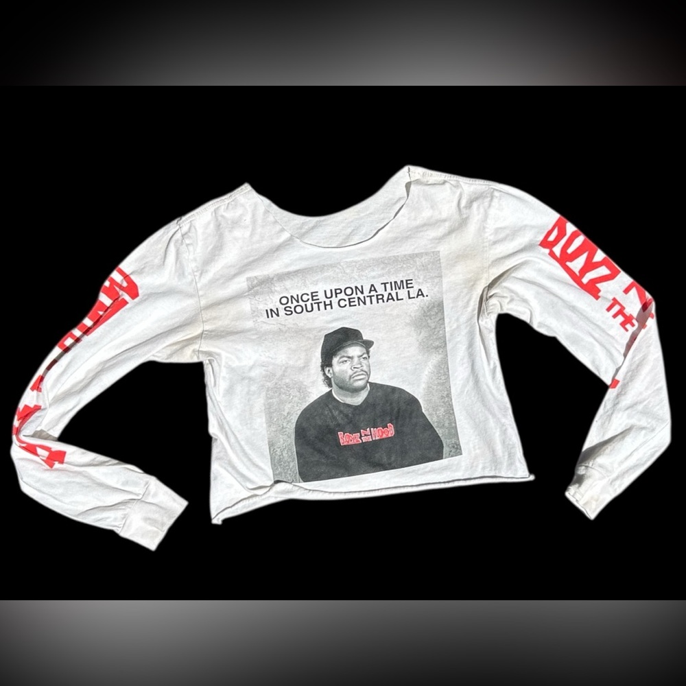 ✨White and red NWA Ice Cube long sleeve crop shirt✨